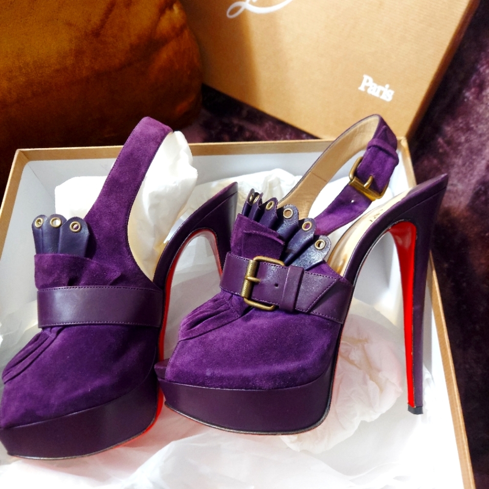 Louboutin-Jem Purple Suede Ankle Botties